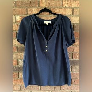 Michael Kors Short Sleeve Navy Blouse Size Small